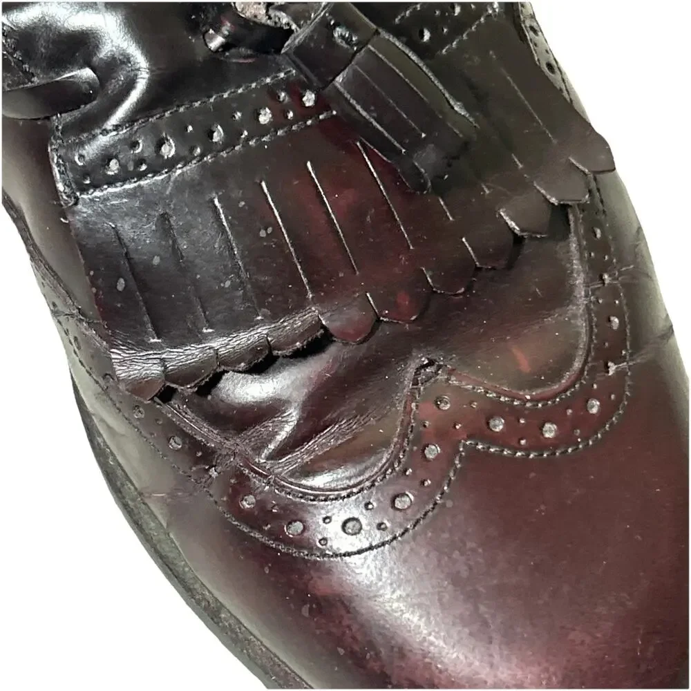 Johnston & Murphy Oxblood Tassel Loafers Mens 8.5 D Leather Wingtip Brogue Dress